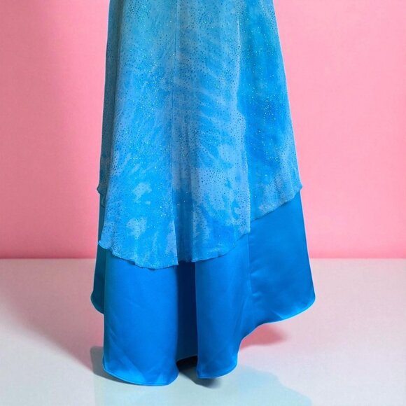 Vintage 90s Strapless Prom Gown | Y2KSky Blue Glitter Mesh dress | Size M - Picture 6 of 10